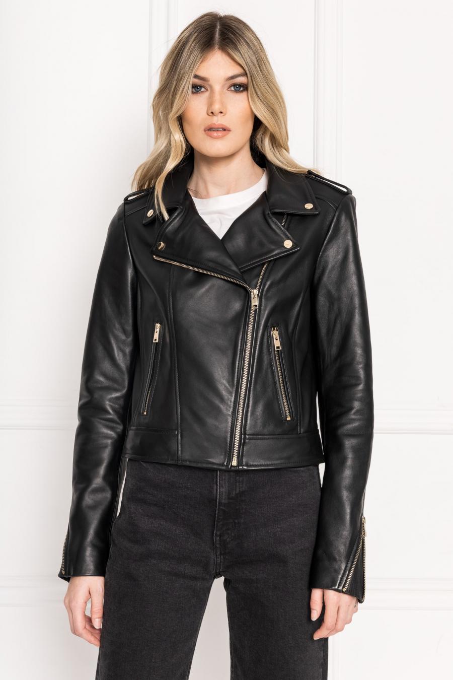 Leather Jackets | Womens LAMARQUE DONNA Black Leather Biker Jacket ...